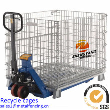 Outdoor exhibition baskets warehouse applied folding storage cages saving space steel recycle mesh cages